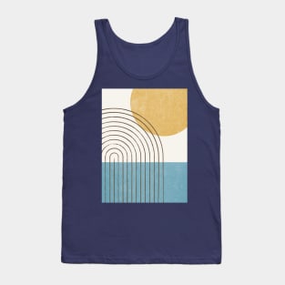 Sunny Ocean - Mid Century Modern Abstract Landscape Tank Top